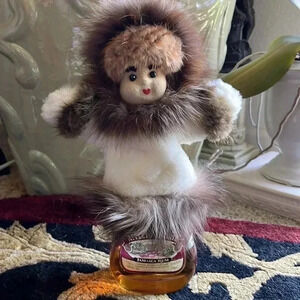 Vintage Eskimo Real Fur Hand Puppet Bottle Topper